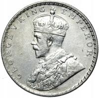 + Indie Brytyjskie - Jerzy V - 1 Rupia 1912 Bombaj - Srebro - STAN !
