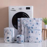 Laundry Bag Print Blue Leafves Dirty Clothes Cleaning Protect Washing Bag