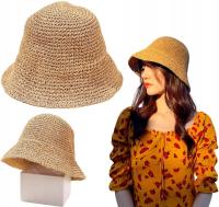 Женская соломенная бежевая летняя пляжная шляпа