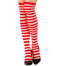 Zakolanówki W Paski Białe Czerwone Candy Gwiazdka Elf