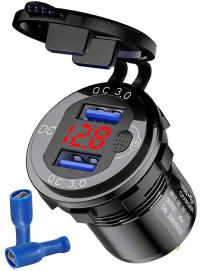 USB QC 3.0 GNIAZDO WOLTOMIERZ METAL WYLACZNIK N