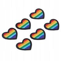 Tęczowe naszywki serca 6 szt. DIY dekoracja naprawcza do haftu odzieżowego