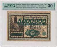 P5130. Gdańsk 5 mln PRZEDRUK na 50.000 mk 1923 - PMG 30