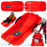 SANKI PLASTIKOWE DLA DZIECI Z OPARCIEM Z HAMULCEM DUŻE CZERWONE ŚLIZG