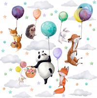 Наклейки на стену для детей с животными и воздушными шарами