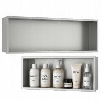 PÓŁKA WNĘKOWA ŁAZIENKOWA ŚCIENNA Z KOŁNIERZEM IGA 60X30X10 CM CHROM