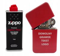 Zapalniczka Benzynowa czerwona DOWOLNY GRAWER TEKST LOGO + benzyna Zippo