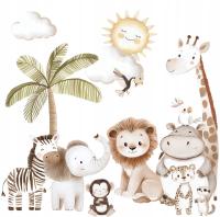 Наклейки на стену для детей сафари Саванна слон лев жираф