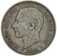 HISZPANIA 2 PESETY 1882 / srebro