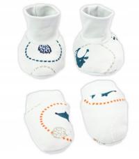 KOMPLET ŁAPKI NIEDRAPKI rękawiczki dla nownorodka + BUCIKI bawełniane LISKI