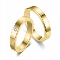 KO21 ЗОЛОТО ОБРУЧАЛЬНОЕ КОЛЬЦО СТРАЗЫ 316 СТАЛЬ 1ШТ.