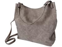 Torebka Damska Zamszowa, Modna Miejska Torba Shopper na Ramię, Beżowy