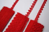 Wstążka tasiemka do pakowania PREZENTÓW czerwona koronkowa