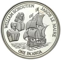 Tonga. 1 pa'anga 1991, William Schouten i Jacob Le Maire – SREBRO