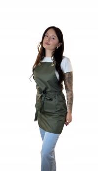 Fartuszek ochronny kosmetyczny fryzjerski wodoodporny - Zielony Oliwkowy