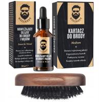 Szczotka Kartacz Kosmetyki do Brody i Wąsów Nawilżający Olejek dla Brodacza
