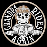 Grandpa Rides Again -dziadek znowu jeździ-naszywka haftowana z termofolią