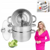 Стальная паровая кастрюля индукционный ГАЗ 22 см 2x фильтр картридж