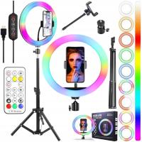 Tripod Selfie makijaż uchwyt prezent dziecka córki Lampa do nagrywania filmików tiktok syna 220 cm wielokolorowy + Statyw do Lampy Pierścieniowej 220cm Składany XXL