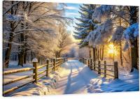 Obraz na płótnie do salonu ZIMOWY KRAJOBRAZ ZIMA ŚCIEŻKA W LESIE 120x80