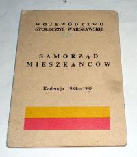 Samorząd Mieszkańców Legitymacja Członka Komitetu Osiedlowego 1985 r .