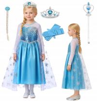 Strój ELSA SUKIENKA i Akcesoria Przebranie Księżniczka Rozmiar 98-104 S