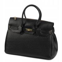 Torebka damska Włoska CZARNA Kuferek SKÓRA NATURALNA Vera Pelle A4 shopper