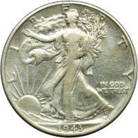 USA, 1/2 dolara 1943, Walking Liberty, st. 3/3-