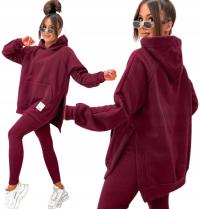 MODNY KOMPLET DRESOWY DŁUGA BLUZA z rozcięciem + legginsy BAWEŁNA