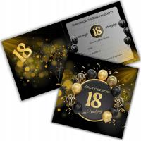 Приглашения на 18-й день рождения конверт черные золотые воздушные шары