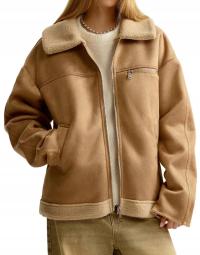 JASNOBRĄZOWA OCIEPLANA LUŹNA KURTKA NA ZAMEK KOŻUCH KIESZENIE HOUSE S