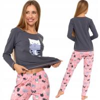 Moraj длинные женские хлопковые пижамы с рисунком кота XL