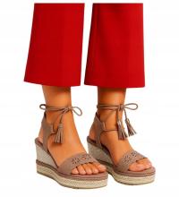 Sandały damskie na lato Przewiewne letnie buty espadryle 14059