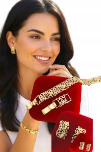 Злотый набор с цирконами - цветы из хирургической стали ажурный 21953