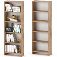 Книжный шкаф Wotan из дуба с 5 полками 60 см для книжных переплетов, игрушек, офиса, гостиной