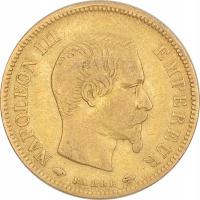 3.cv.FRANCJA, NAPOLEON III, 10 FRANKÓW 1858 A