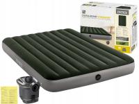 Велюровый надувной матрас кровать с насосом на батарейках двухместный Intex 64779