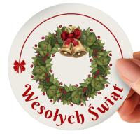 Naklejki WESOŁYCH ŚWIĄT okrągłe arkusze 75 sztuk 5 CM