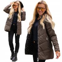 HANA Свободная классическая переходная куртка женская стеганая поясная Косая бронза