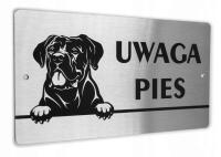 Tabliczka INOX - laser- UWAGA PIES - Cane Corso