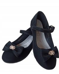 Śliczne balerinki wkładka skóra czarne P2-65P