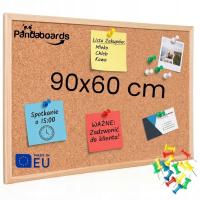 Tablica korkowa PandaBoards 90x60 cm w ramie drewnianej z pinezkami
