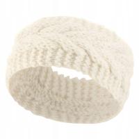 Opaska do Włosów Kremowa Na Głowę Uszy Szeroka z Warkoczem Ciepła Zimowa