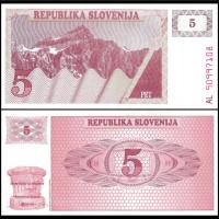 Slowenia 5 Tolar 1990 P-3 UNC