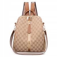 Plecak miejski damski 2w1 torebka ze wzorem brązowy elegancki