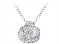 Srebrny naszyjnik ślubny błyszczący posrebrzany geometryczny zaplatany