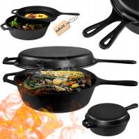 Чугунная кастрюля с сковородой 3 в 1 сковорода сковорода кастрюля 26 см индукция