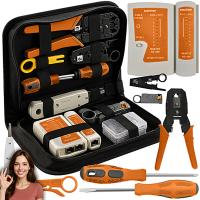 TESTER KABLI ZESTAW NARZĘDZI SIECIOWYCH ŚCIĄGACZ ZACISKARKA XXL + ETUI