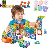 KLOCKI MAGNETYCZNE LED TOR KULKOWY DLA KULEK KULKI 75EL KULODROM NA PREZENT