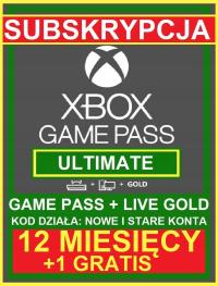 Game Pass ULTIMATE 12 miesięcy +1 GRATIS Live Gold
